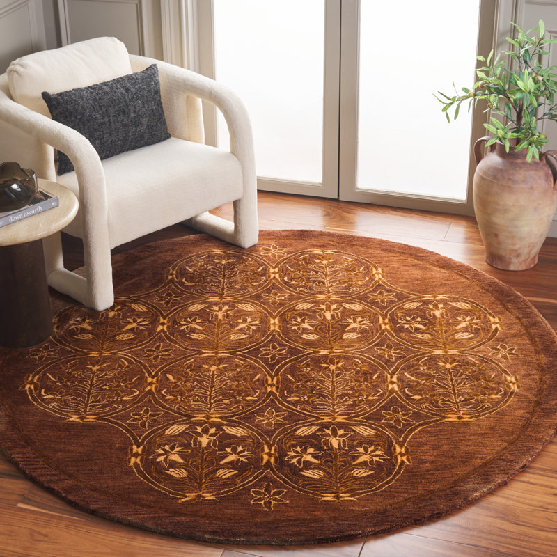 Calhoun Hand Tufted Wool Pile Oriental Rug, Round 6'
