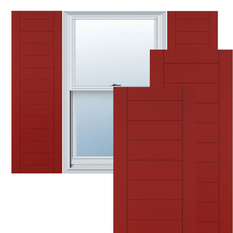 True Fit PVC Horizontal Slat Framed Modern Style Fixed Mount Shutters
