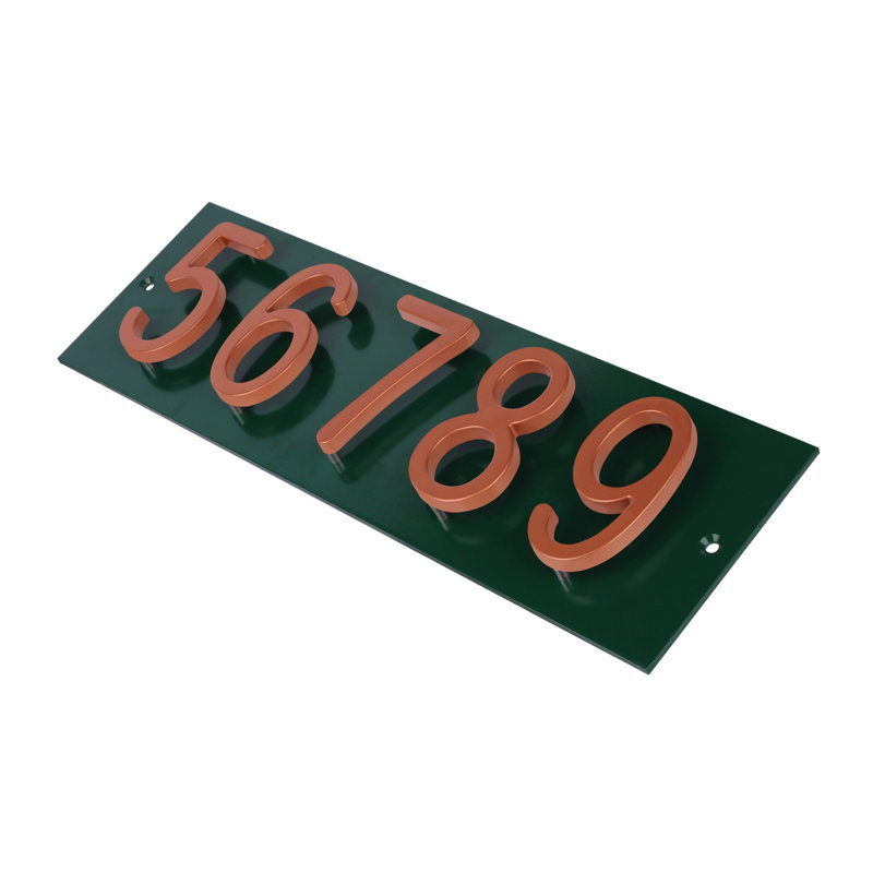Plaque d'adresse horizontale Amgo Floating Modern, Vert, Cuivre, Oui