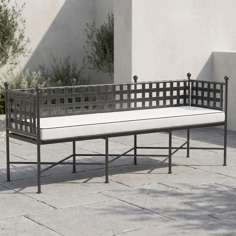 Provence Wrought Iron Patio Bench, Echo Midnight Sunbrella®