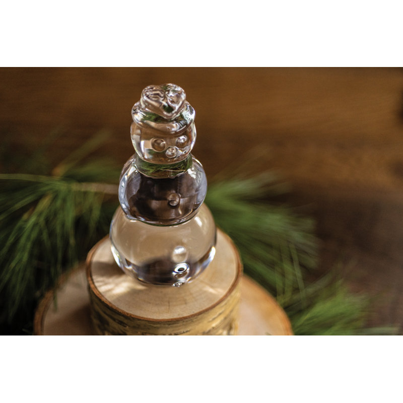 Handmade Glass Tall Snowman Figurine, Medium