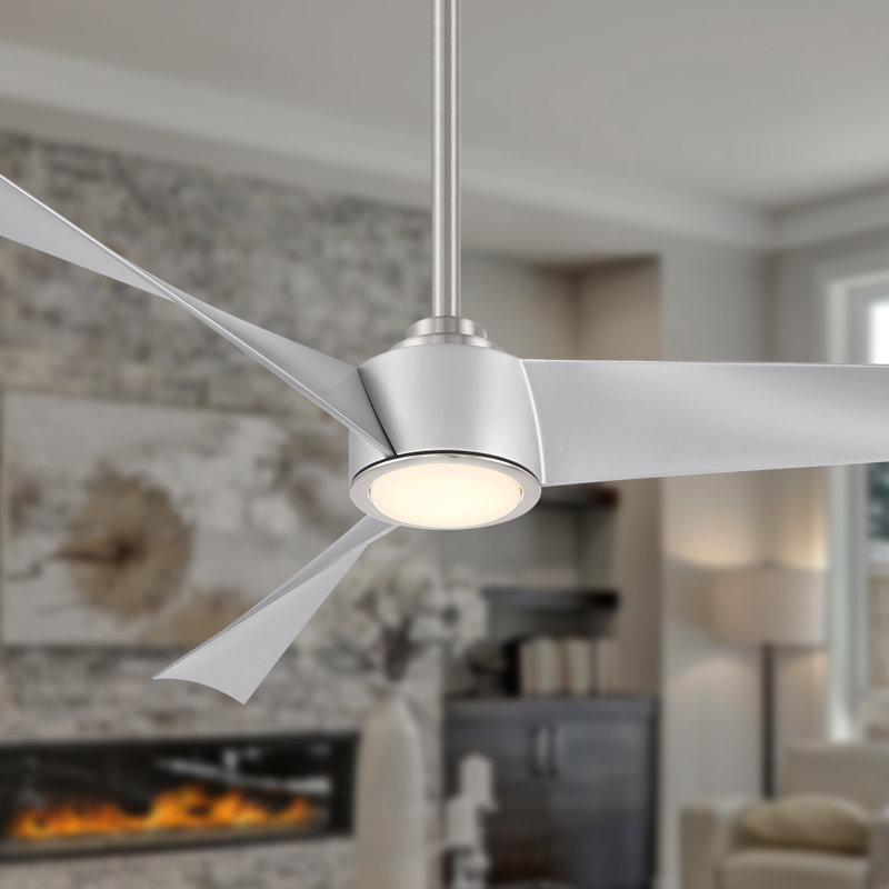 Ventilateur de plafond à DEL Pike, Argent argent, Nickel brossé