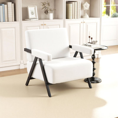 Fauteuil moderne de salon de 26 po (ensemble de 2), structure en métal, revêtement rembourré Dorcaster, pour chambre à coucher ou appartement