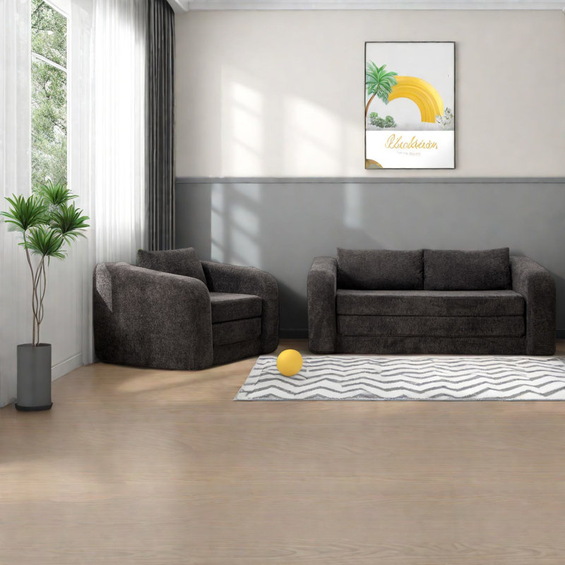 Canapés-lits confortables en chenille, ensemble de salon convertible moderne pour le salon