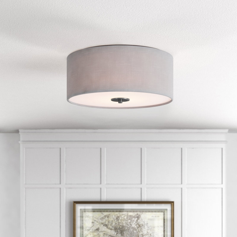 Lembrick Fabric Flush Mount, Satin Nickel
