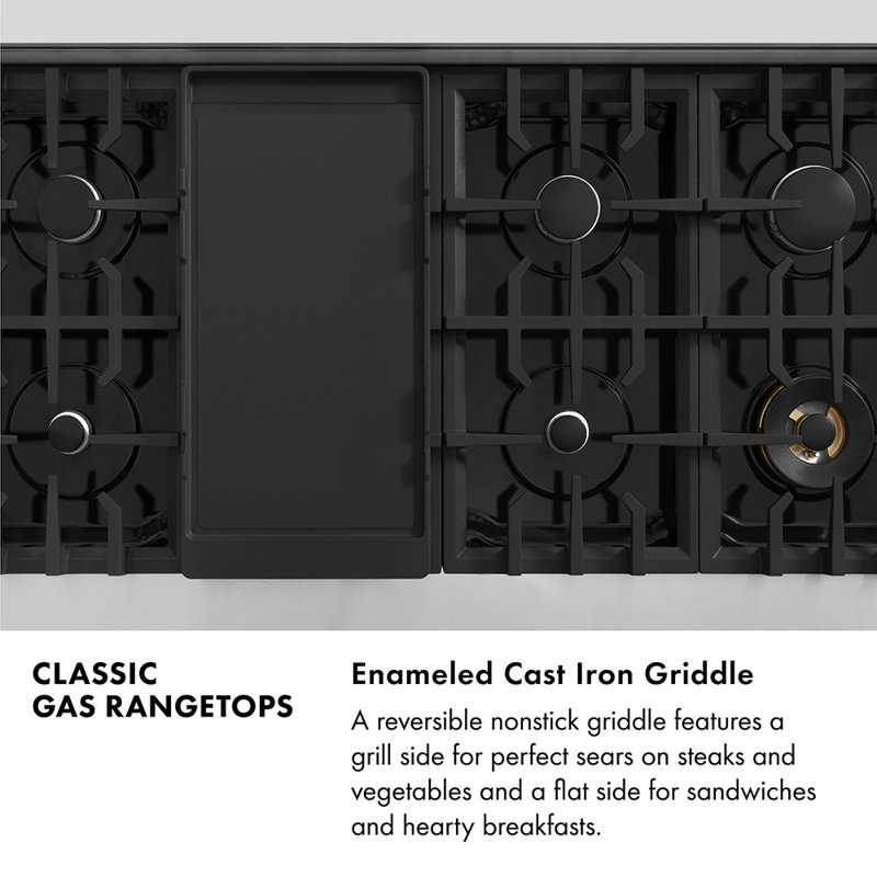 Plaque de cuisson au gaz 48 pouces avec 8 brûleurs en laiton et surface de cuisson en acier inoxydable ZLINE ZLINE