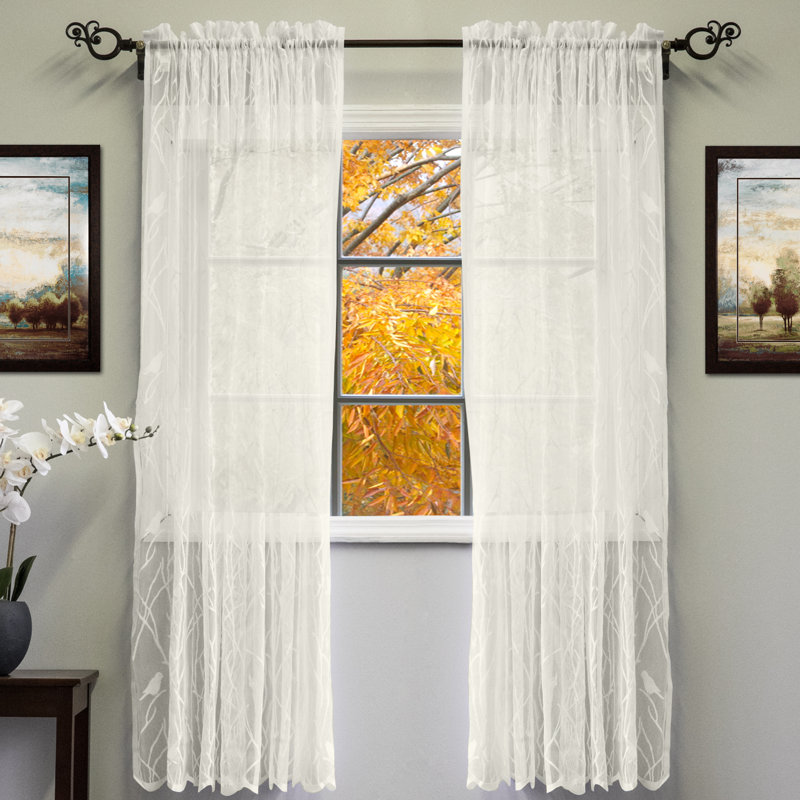 Sheer Curtain Single Panel, 56" W x 84" L, Ivory