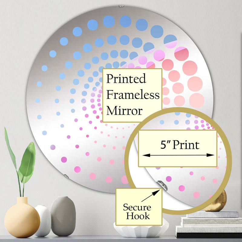 Délicat arc-en-ciel raffiné - Miroir décoratif spiralé à pois | Rond, 23,6 po x 23,6 po