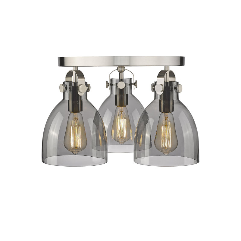 Smeltertown Glass Flush Mount, Plated Smoke, Satin Nickel