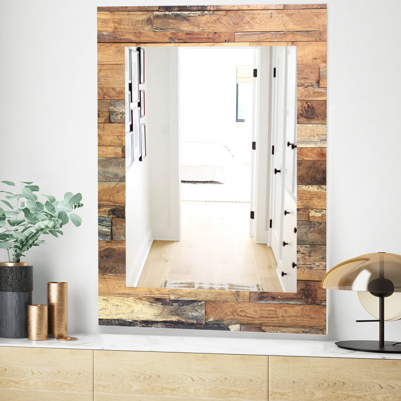 Miroir mural en bois iv, H 24 po x l 32 po