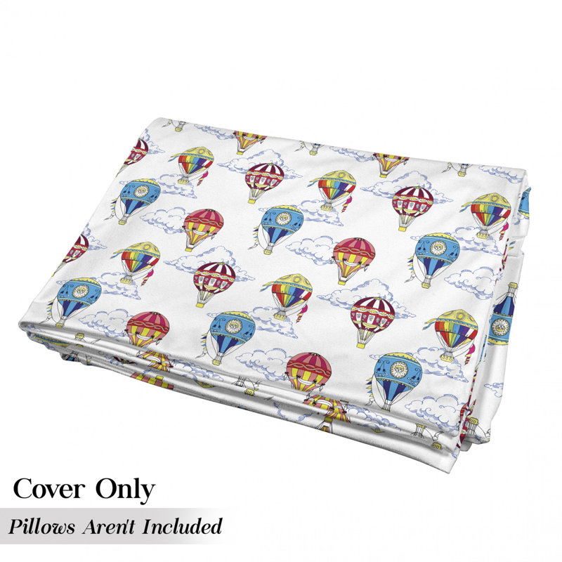 Housse de coussin d'extérieur Sketches Clouds and Hot Air Ballons, H 2 po x l 27 po x P 88 po