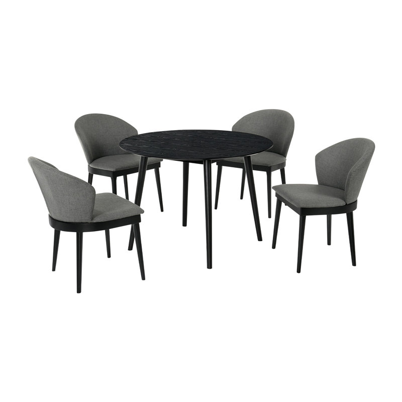 Ensemble de salle à manger 5 pièces Anthonella, Noir, Gris anthracite / noir, H 29,5 po x L 42 po x l 42 po
