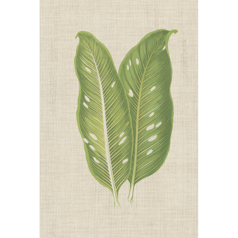 Leaves on Linen V - Graphic Art, 30 cm H x 20 cm W, Wrapped Canvas