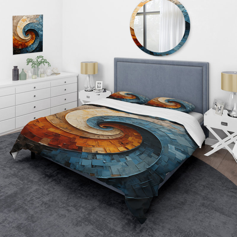 Ensemble de housse de couette Spiral, Housse de couette pour grand lit et 2 taies décor
