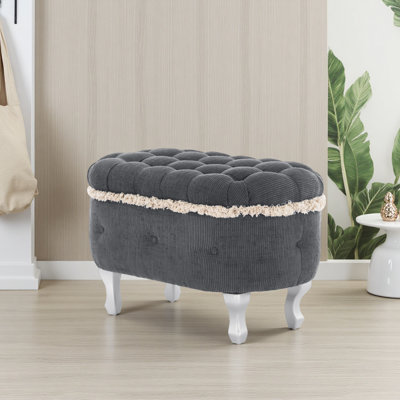 29.5'' Storage Benches, End Of Bed Bench With Button-Tufted, Fabric Upholstered Storage Ottoman, Window Bench With Fringe, Shoe Cabinet Bench