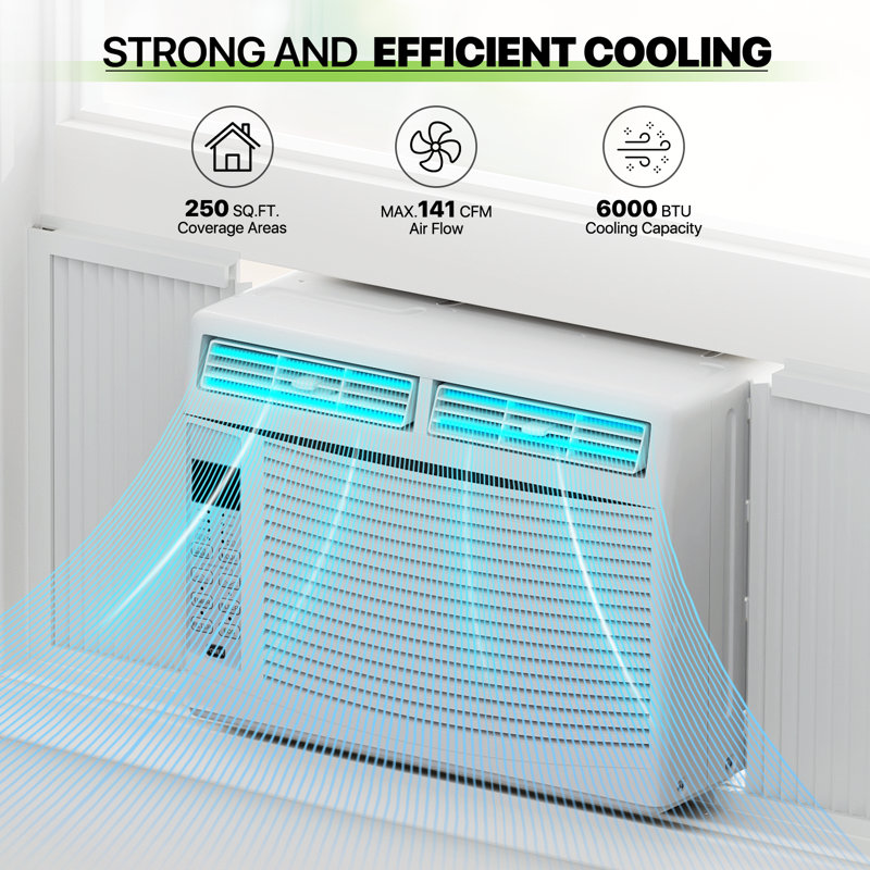 6000 BTU White Window Air Conditioner with Remote Control