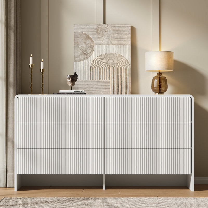 55.1" W 6 - Drawer Dresser, White
