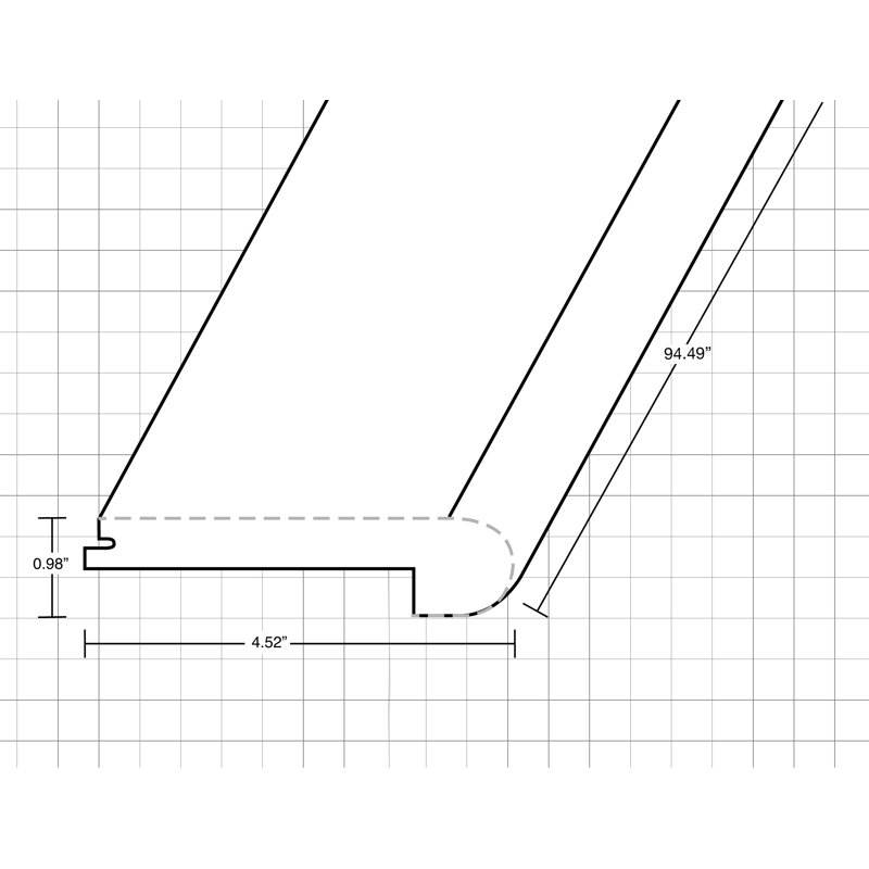 Vinyle 1 po d'épaisseur 4,4 po de largeur 94,5 po de longueur nez d'escalier, Crépuscule Ravine
