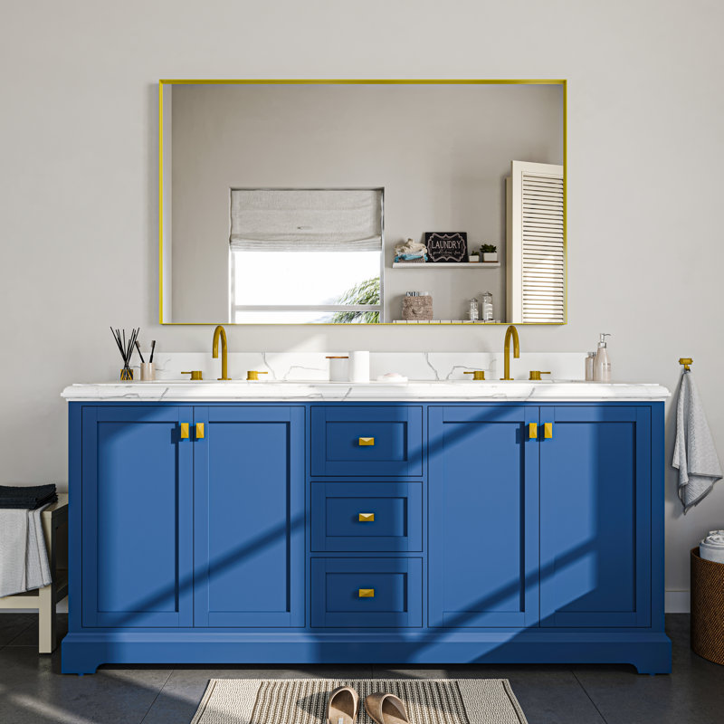 Miroir de salle de bain mural, Doré, 60 po x 36 po