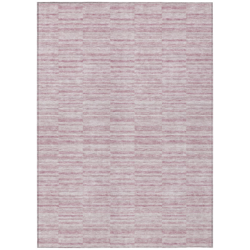 Tapis intérieur lavable rayé rose et beige 9 'X 12'