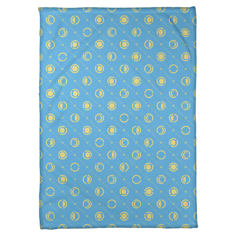 Couverture polaire moon phases, l 50 po x L 60 po, Bleu sarcelle/jaune