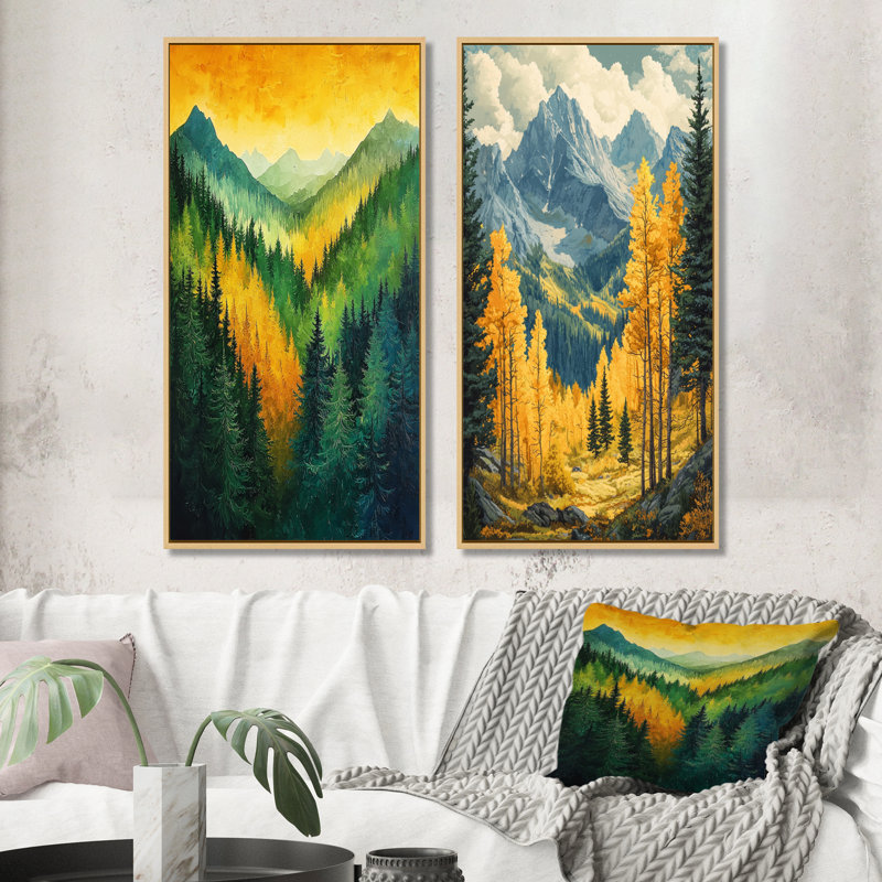 Forest Echoes In The Summit Of Alaska I - Collection de 2 impressions sur toile, paysages, 32" H x 33" W