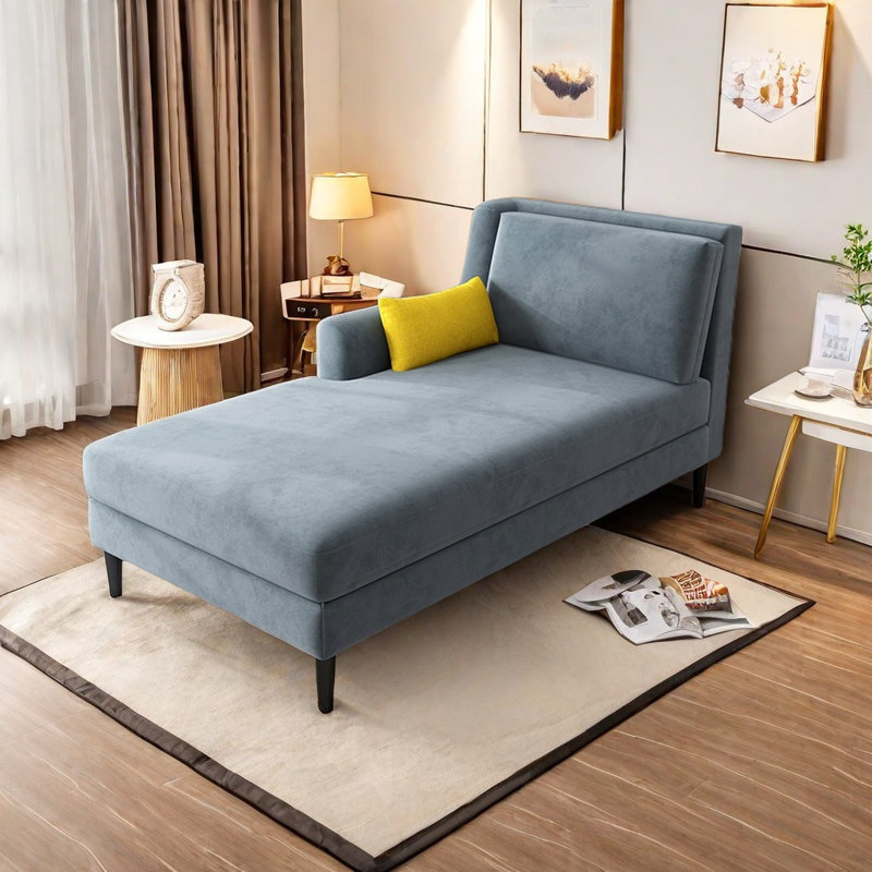 Chaise longue confortable en bois massif, Pierre bleue