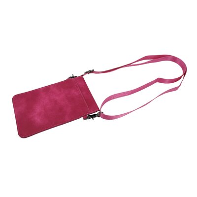 Cell Phone Purse Shoulder Bag Women Girl Sythetic Suede Leather Handbag with Adjustable -  FixtureDisplays, 15355-ROSE  RED
