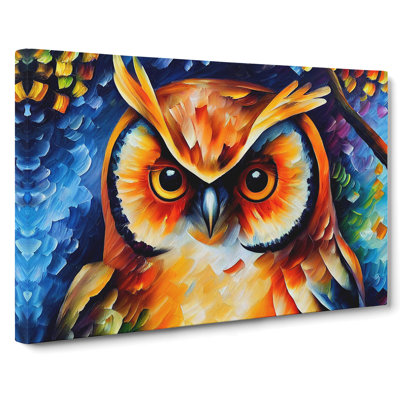 Long Eared Owl Painting Vol.1 Abstract - Wrapped Canvas