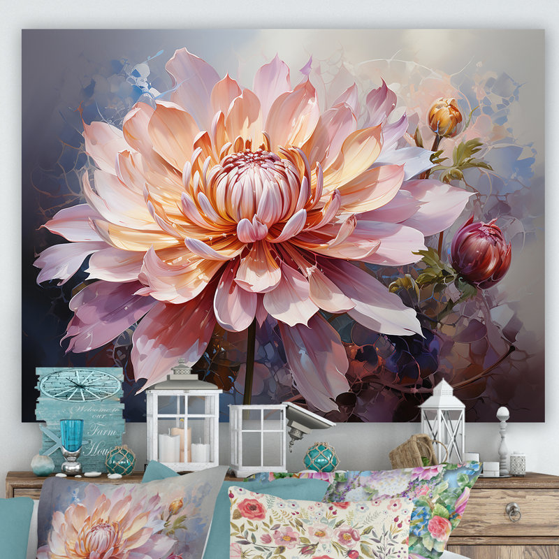 Fleurs de lotus de la pureté sur toile, Toile tendue, H 34 po x l 44 po x P 1,5 po