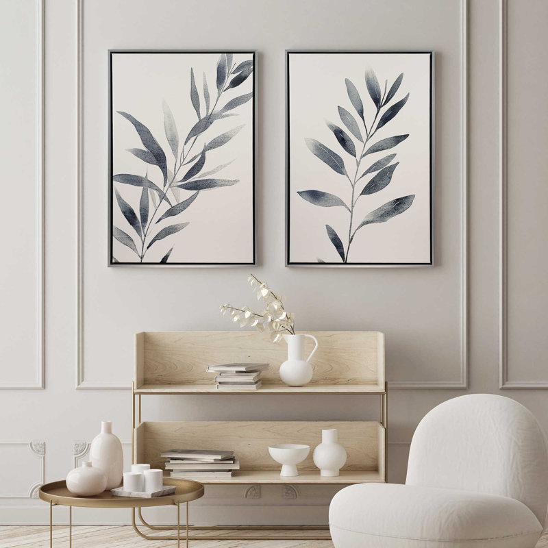 2 - Pièces sur toile, Bleu, Cadre en chrome poli, H 32 po x l 22 po