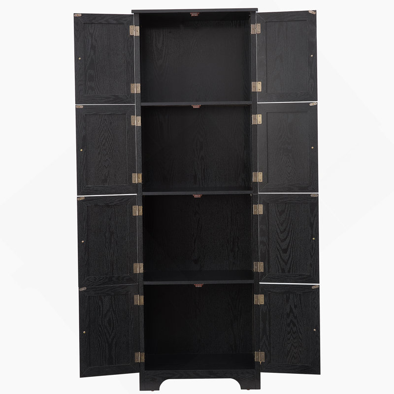 Storage Cabinet With Shelves, Freestanding Sideboard For Kitchen, Black
