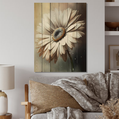Gerbera blanc II - impression sur bois sans cadre