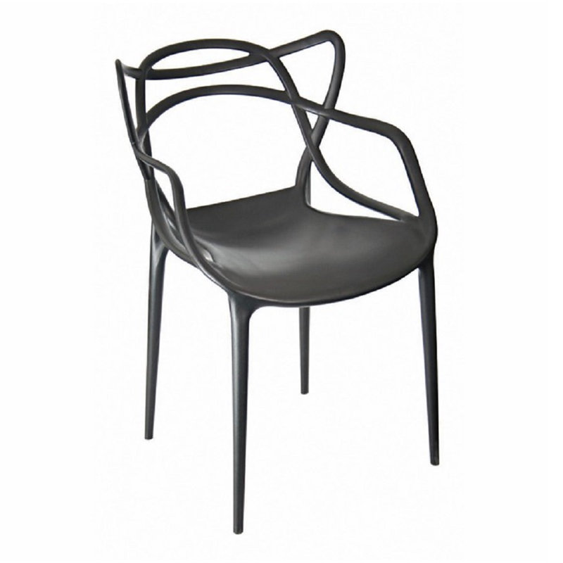 Chaise avec accoudoirs empilable Aswar, Noir