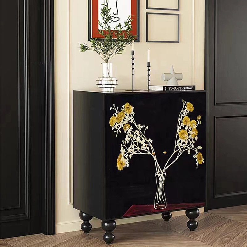 Modern simple shoe cabinet side cabinet 17 - Pair Shoe Storage Cabinet, Black