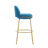 2-Piece Upholstered Barstools, Gold Metal Frame with Blue Cushion, Indoor Bar Stools