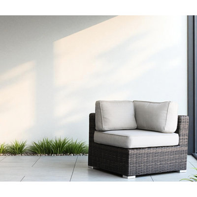 Sectional Corner In Brown: Fully Assembled Chair With Water - Cushions, Removable Washable Covers, And Scratch Nylon Feet Wedge Weather Frame, Covers For Patio Decor