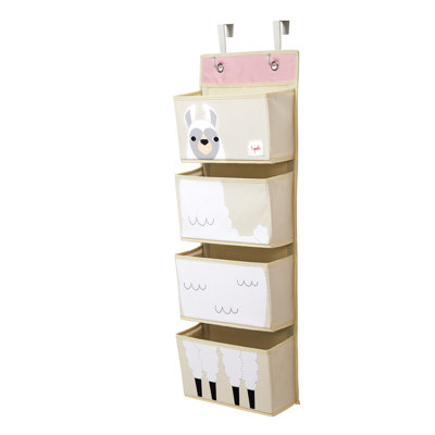 3 Sprouts - Children's Nursery Over the Door Organizer with Hooks - Llama
