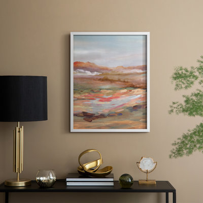 Reproduction encadrée peinte de paysage désertique - bois massif