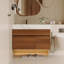 Meuble-lavabo flottant moderne avec plateau en pierre frittée sans soudure et lavabo en céramique