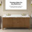 OVE Decors Gabi Meuble-lavabo double autoportant en noyer chaud avec plateau en pierre reconstituée blanche-1016315843