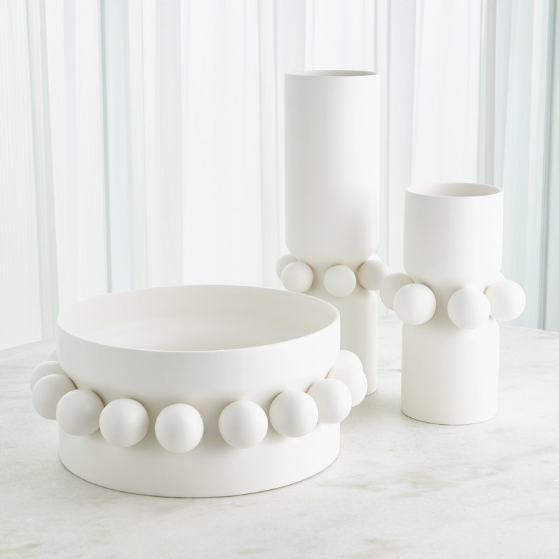 Hera Handmade Ceramic Table Vase, White, 20.75" H x 8" W x 8" D