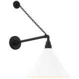 Thomas O'Brien, "Academy 17.5" Anchored Mack Barn Light in Matte Black with 12.5" Green Conical Savannah Shade