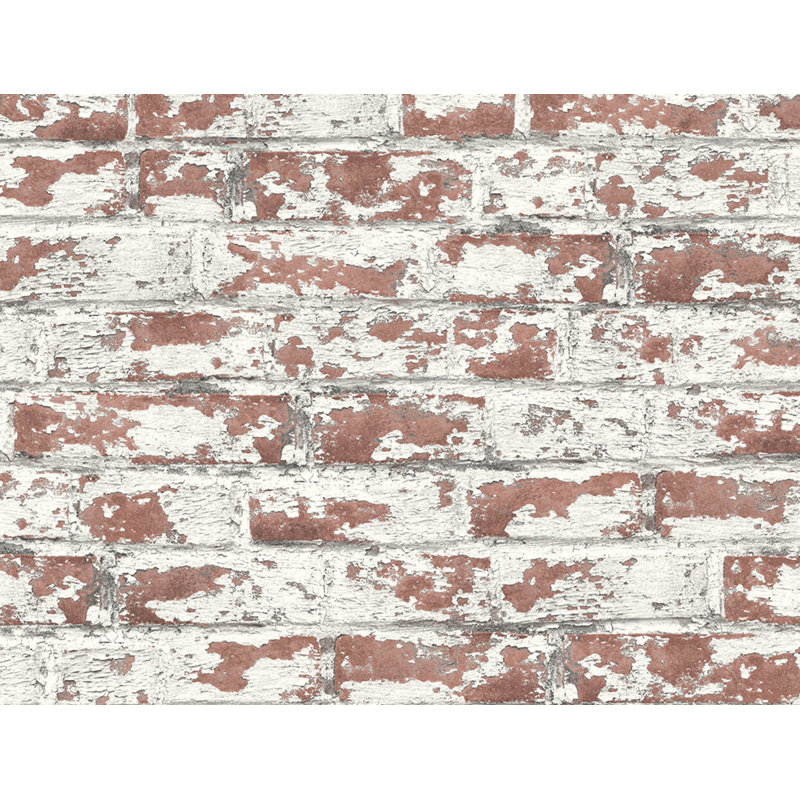 Luxe Haven Soho Brick 9' L x 27" W Smooth Peel and Stick Wallpaper Roll, Terra Cotta