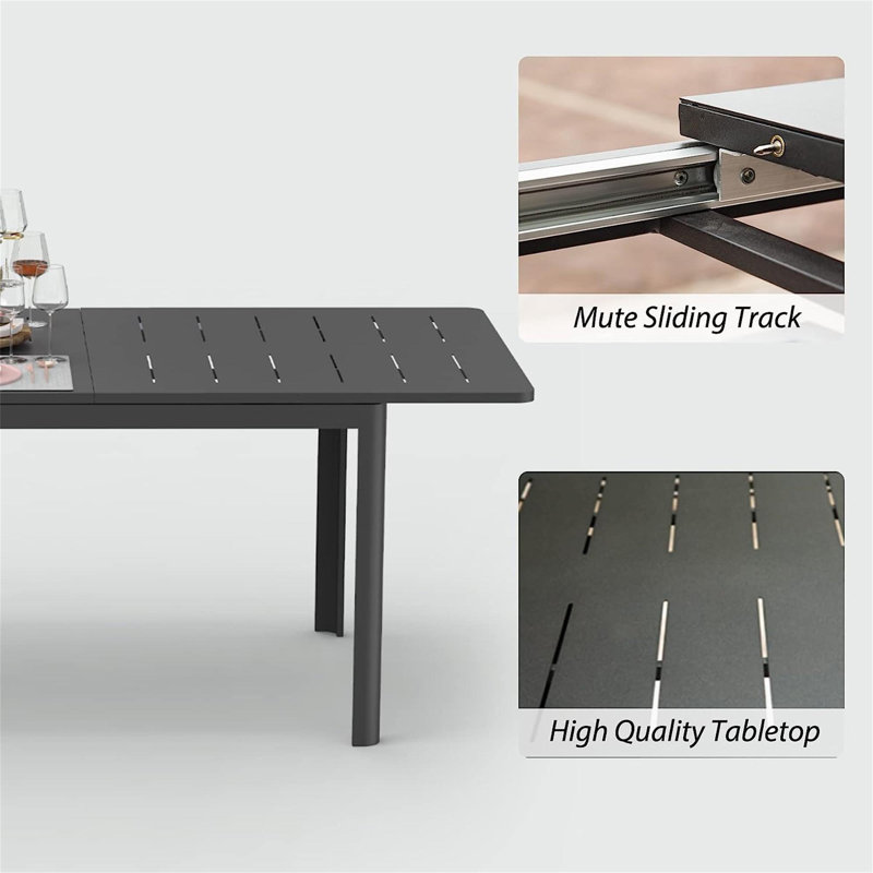 Table de salle à manger extensible en aluminium Uran