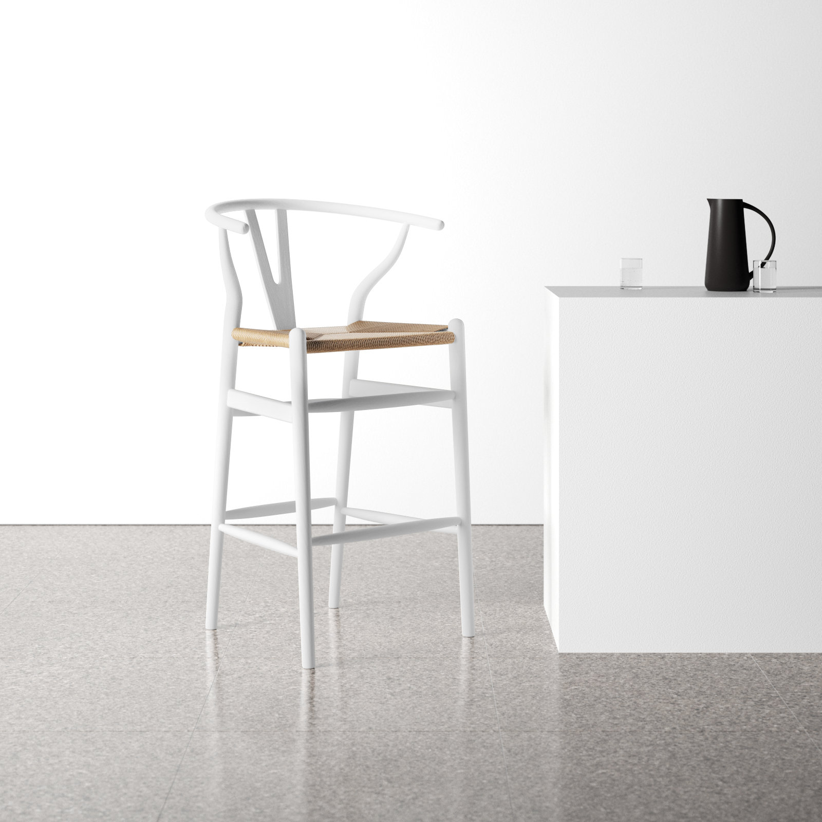 Etta Solid Wood Bar & Counter Stool, White/Natural, Bar Stool (30" Seat Height)