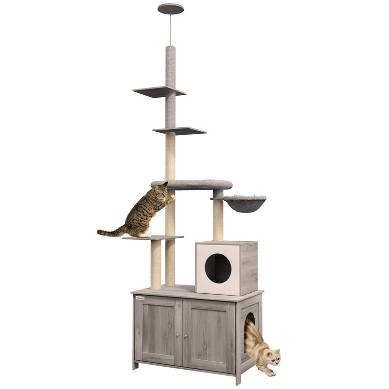 Arbre à chat polyvalent avec des équipements complets pour le plaisir et la détente félins