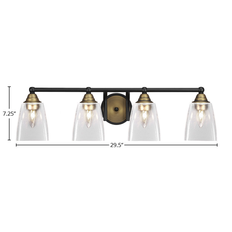 Michell 4-Light Bath Bar, Matte Black/Brushed Gold