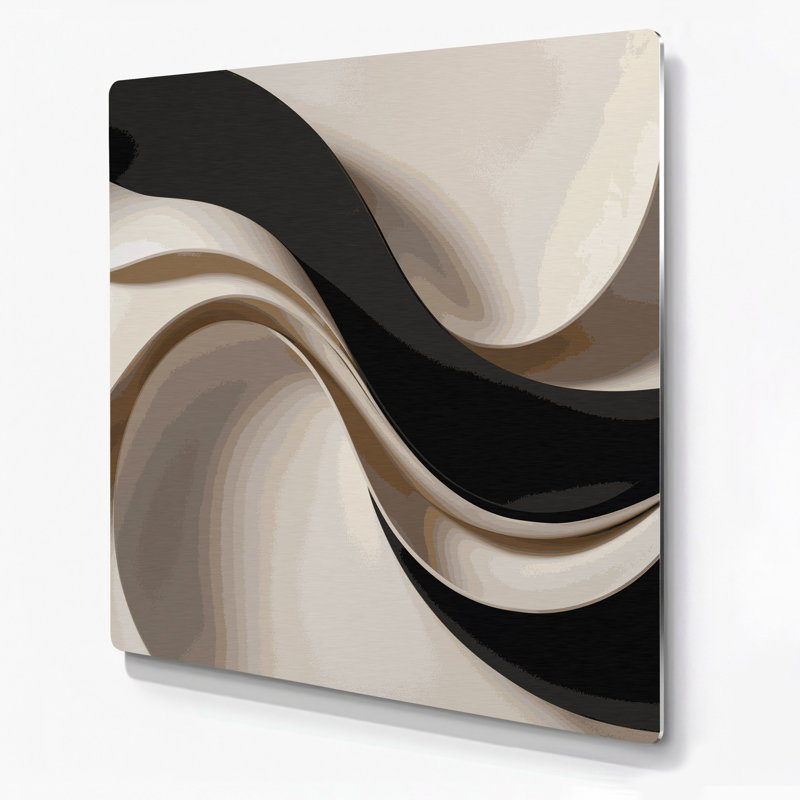 Gradient abstrait 40, art mural en métal beige, H 8 po x l 8 po