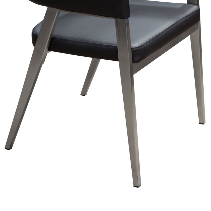 Adele Black Faux Leather Metal Frame Arm Chair Set of 2